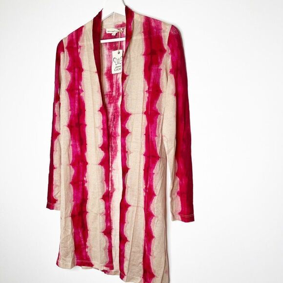 JOHNNY WAS Pink Tie Dye Silk Blend Cardigan - Picture 4 of 12